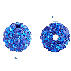 10mm Disco Ball Clay Beads Sapphire Pave Rhinestones Spacer Round Beads&nbsp;RB-PH0003-10mm-10