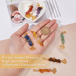 8Pcs 8 Styles Gemstone Pendant Decorations&nbsp;HJEW-FH00002