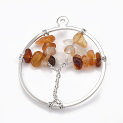 Brass Wire Wrapped Pendants&nbsp;G-T110-02D