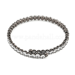 Rack Plating Brass Pave Clear Cubic Zirconia Open Cuff Bangles for Women&nbsp;BJEW-U004-02AS