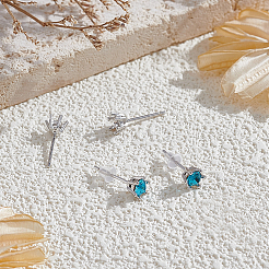 2 Pairs 925 Sterling Silver Stud Earring Settings&nbsp;STER-BC0002-89B