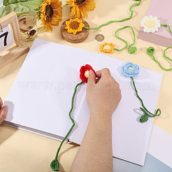 5Pcs 5 Styles Woven Polyester Flower Bookmarks&nbsp;AJEW-GL0003-57