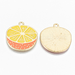Light Gold Plated Alloy Enamel Pendants&nbsp;X-ENAM-T011-28KC-RS