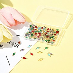 100Pcs 5 Colors Brass K9 Glass Connector Charms&nbsp;KK-FS0001-66