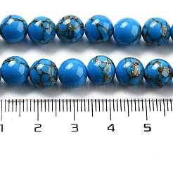 Synthetic Gold Line Turquoise Beads Strands&nbsp;G-H026-01E-02
