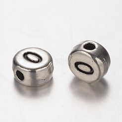Flat Round Antique Silver Tone Alloy Number Beads&nbsp;PALLOY-K194-00AS