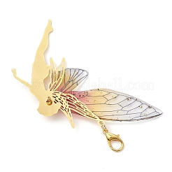 3Pcs 3 Colors Resin & Brass Angel Pendant Decorations&nbsp;HJEW-JM02838