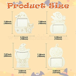4 Bags 4 Styles Halloween Unfinished Wood Photo Frames&nbsp;WOOD-CJ0002-63