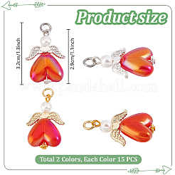 30Pcs 2 Colors Glass Pendants&nbsp;PALLOY-PH01718