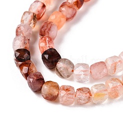 Gradient Color Natural Red Hematoid Quartz/Ferruginous Quartz Beads Strands&nbsp;G-N342-134