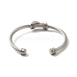 304 Stainless Steel Infinity Beaded Twist Rope Open Cuff Bangle for Women&nbsp;BJEW-P283-08M