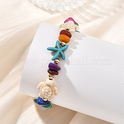 Natural Freshwater Shell & Synthetic Turquoise Beads Braided Bead Bracelets&nbsp;BJEW-JB13868