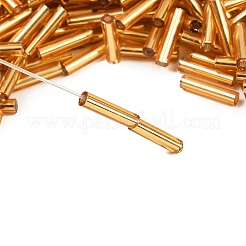 Silver Lined Transparent Glass Bugle Beads&nbsp;SEED-R028-2x9-B01