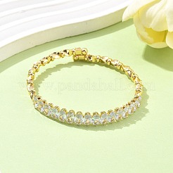 Oval Brass Micro Pave Cubic Zirconia Cuff Bangles & Rings Sets for Women&nbsp;SJEW-R002-06G-08