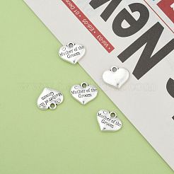 Wedding Theme Antique Silver Tone Tibetan Style Alloy Heart with Mother of the Groom Rhinestone Charms&nbsp;TIBEP-N005-17A