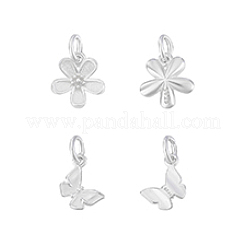 4Pcs 2 Styles 925 Sterling Silver Charms with Jump Rings & 925 Stamp&nbsp;STER-PH0003-44