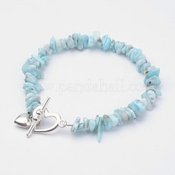 Natural Larimar Beaded Bracelets&nbsp;X-BJEW-JB02681-01