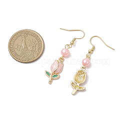 Valentine's Day Alloy Enamel Flower Dangle Earrings&nbsp;EJEW-JE06273-02