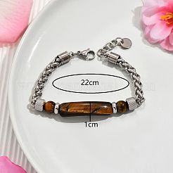 Natural Tiger Eye Beads Link Bracelets&nbsp;YW5979-2