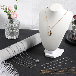 12Pcs 2 Colors 304 Stainless Steel Satellite Chain Necklaces Set&nbsp;NJEW-SC0001-17