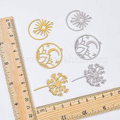 12Pcs 6 Style 201 Stainless Steel Pendants&nbsp;STAS-DC0014-35