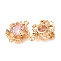 Brass Pave Cubic Zirconia Connector Charms&nbsp;CU-CBAEC99-16G-03