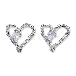 Clear Cubic Zirconia Heart Stud Earrings&nbsp;EJEW-N012-51P-B