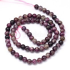 Natural Grade A Plum Blossom Tourmaline Round Bead Strands&nbsp;G-P114-09-5mm