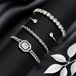 8Pcs 2 Colors Alloy Bangle and Bracelet Sets&nbsp;BJEW-HY0001-36