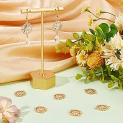 8Pcs Brass Micro Pave Clear Cubic Zirconia Connector Charms&nbsp;ZIRC-BBC0001-48