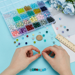 528Pcs 24 Styles Baking Paint Glass Beads&nbsp;DGLA-FG0001-01