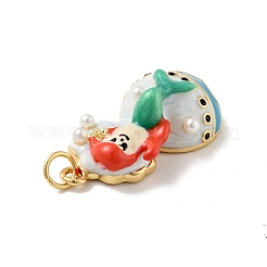 Mermaid Brass Micro Pave Cubic Zirconia & Resin & Acrylic Pendants&nbsp;KK-G419-30G