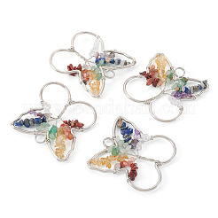 5Pcs 7 Chakra Gemstone Chips Alloy Pendants&nbsp;G-TA0001-40