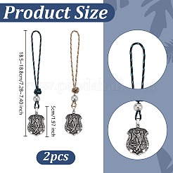 2Pcs Shield with Archangel Michael Guardian Stainless Steel Pendant Decorations&nbsp;HJEW-OC00341