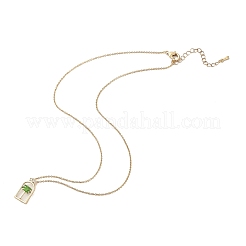 Arch with Coconut Tree Brass Enamel Pendant Necklaces&nbsp;NJEW-H051-03G
