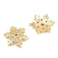 Christmas Brass Clear Cubic Zirconia Beads&nbsp;KK-B186-03G