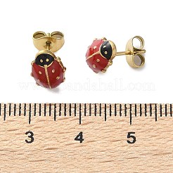 304 Stainless Steel Enamel Stud Earrings&nbsp;EJEW-S259-01B-G