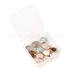 12Pcs 6 Style Electroplate Natural Gemstone Pendants&nbsp;G-LS0002-09
