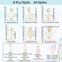 80Pcs 10 Styles Natural Freshwater Shell Pendants&nbsp;PALLOY-AB00156