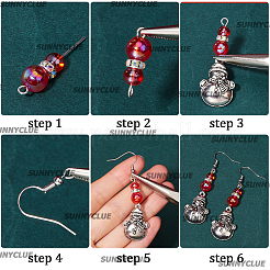 Christmas Theme DIY Alloy & Glass Dangle Earring Making Kits&nbsp;DIY-SC0027-64