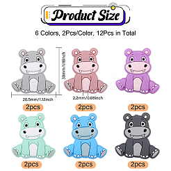 12Pcs 6 Colors Rhinoceros Food Grade Eco-Friendly Silicone Focal Beads&nbsp;SIL-CA0003-07