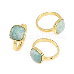 Natural Amazonite Finger Rings with Brass Findings&nbsp;G-H353-04G-03