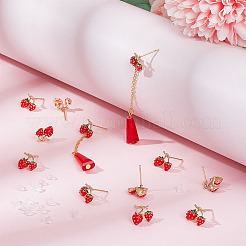 12Pcs Brass Enamel Stud Earring Findings&nbsp;KK-BC0010-08