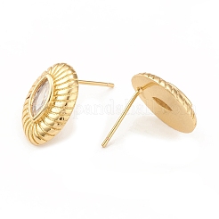 Clear Cubic Zirconia Horse Eye Stud Earrings&nbsp;EJEW-L231-72G