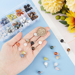 100Pcs 10 Styles Natural Mixed Gemstone Pendants&nbsp;PALLOY-GO00003