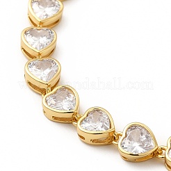 Clear Cubic Zirconia Heart Link Chain Necklace&nbsp;NJEW-E074-06G