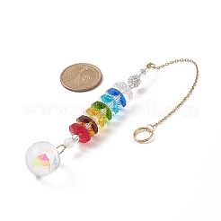 Chakra Natural Quartz Crystal & White Agate Suncatchers&nbsp;HJEW-JM00909