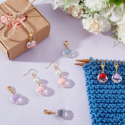 Transparent Glass Enamel Pendant Stitch Markers&nbsp;HJEW-AB00418