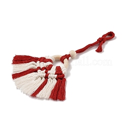 Handmade Macrame Nylon Thread Pendant Decorations with Wood Beads&nbsp;HJEW-P019-03B
