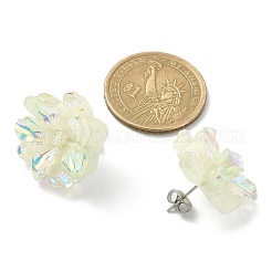 Luminous Glow in the Dark Resin Flower Stud Earrings with 304 Stainless Steel Pins&nbsp;EJEW-JE05359-02